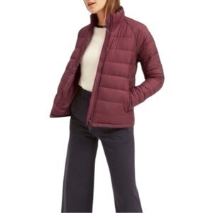 Everlane Burgundy Puffer Zip Up Jacket